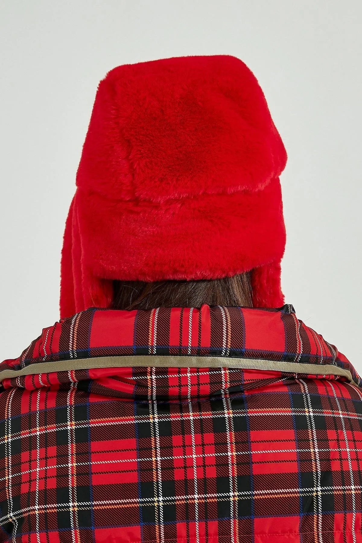 Red Furry Pilot Style Hat Beret