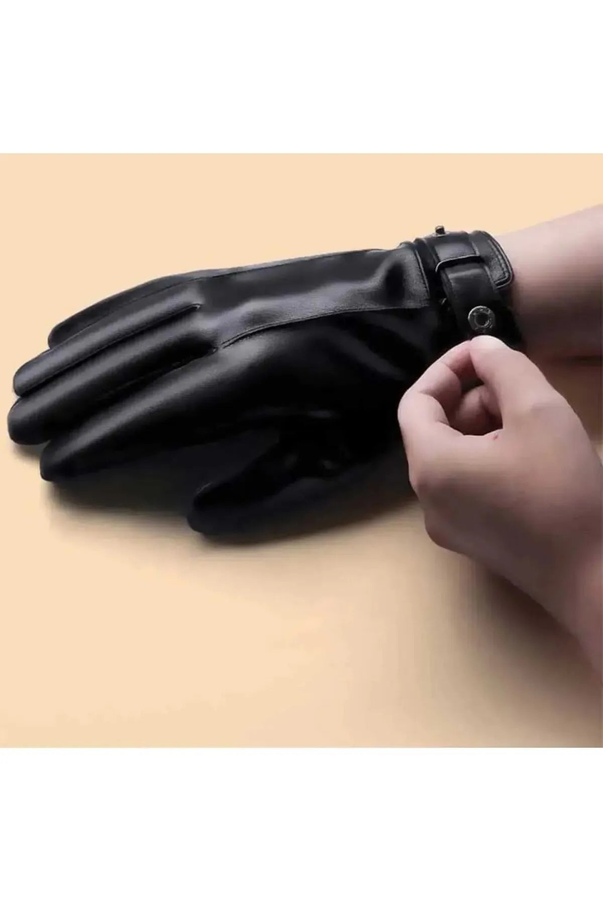 Zwarte kunstleren handschoenen voor heren