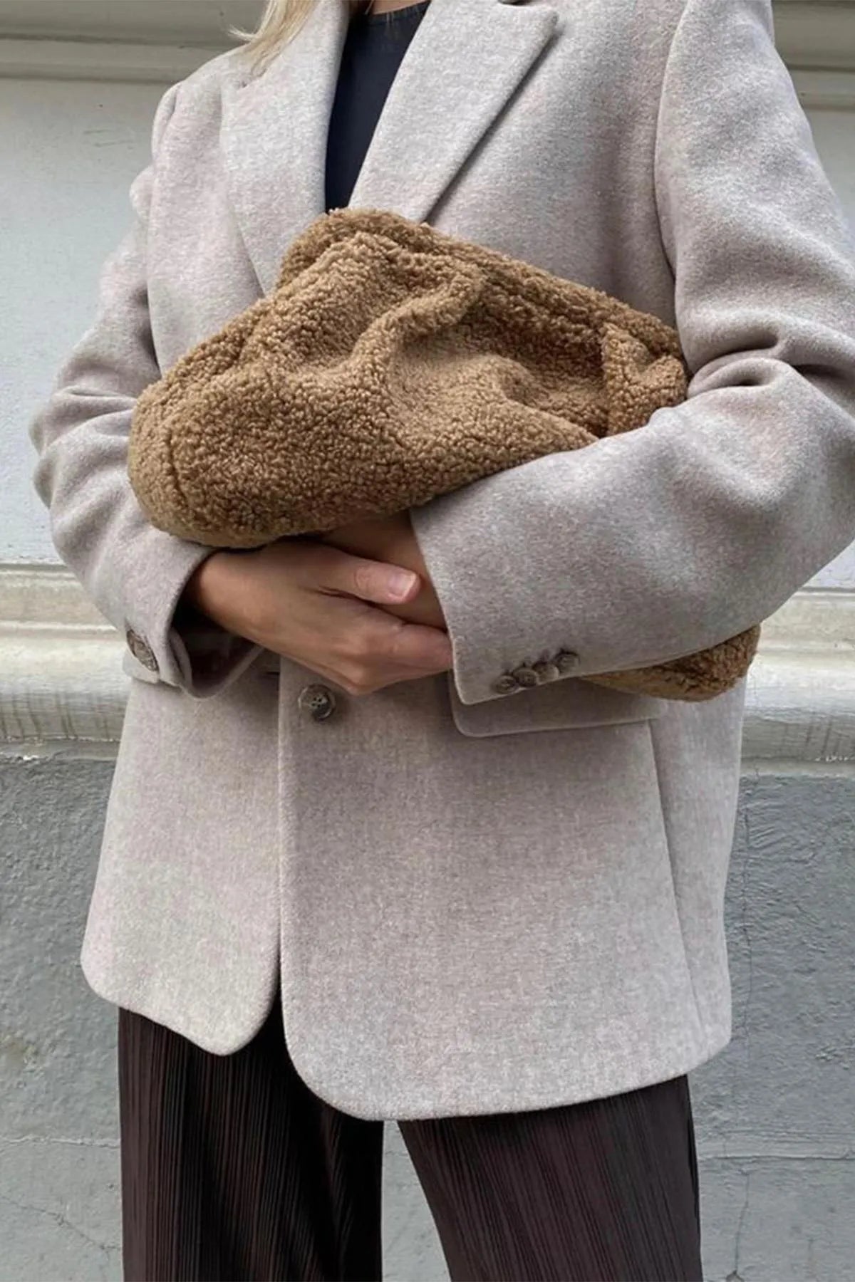 Camel Plush Clutch Portfolio Bag