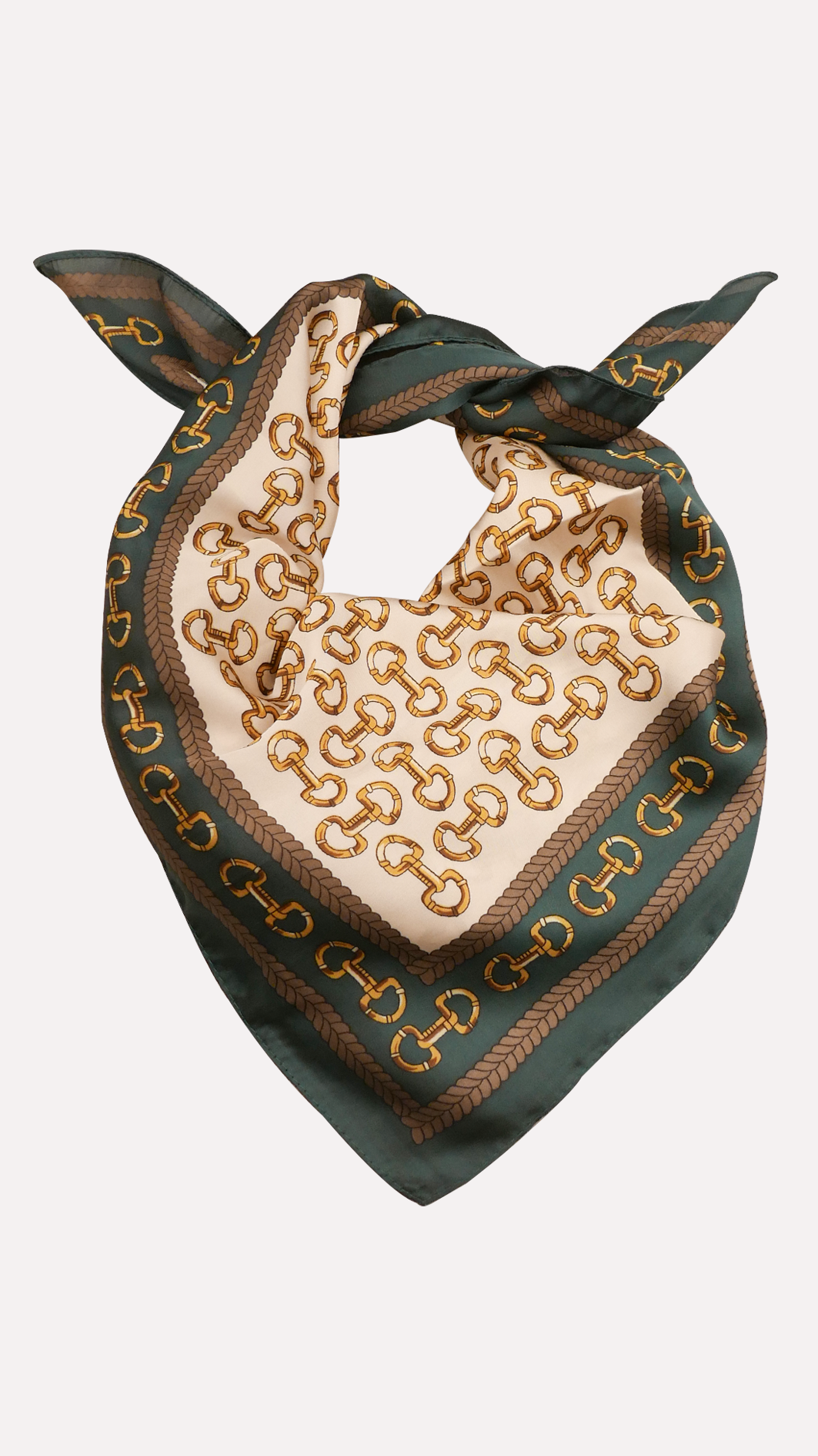 Chain Detailed Green Beige Scarf