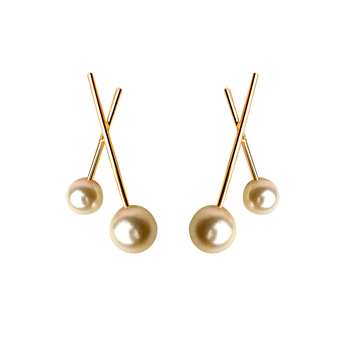 Criss-Cross Double Pearl Earrings