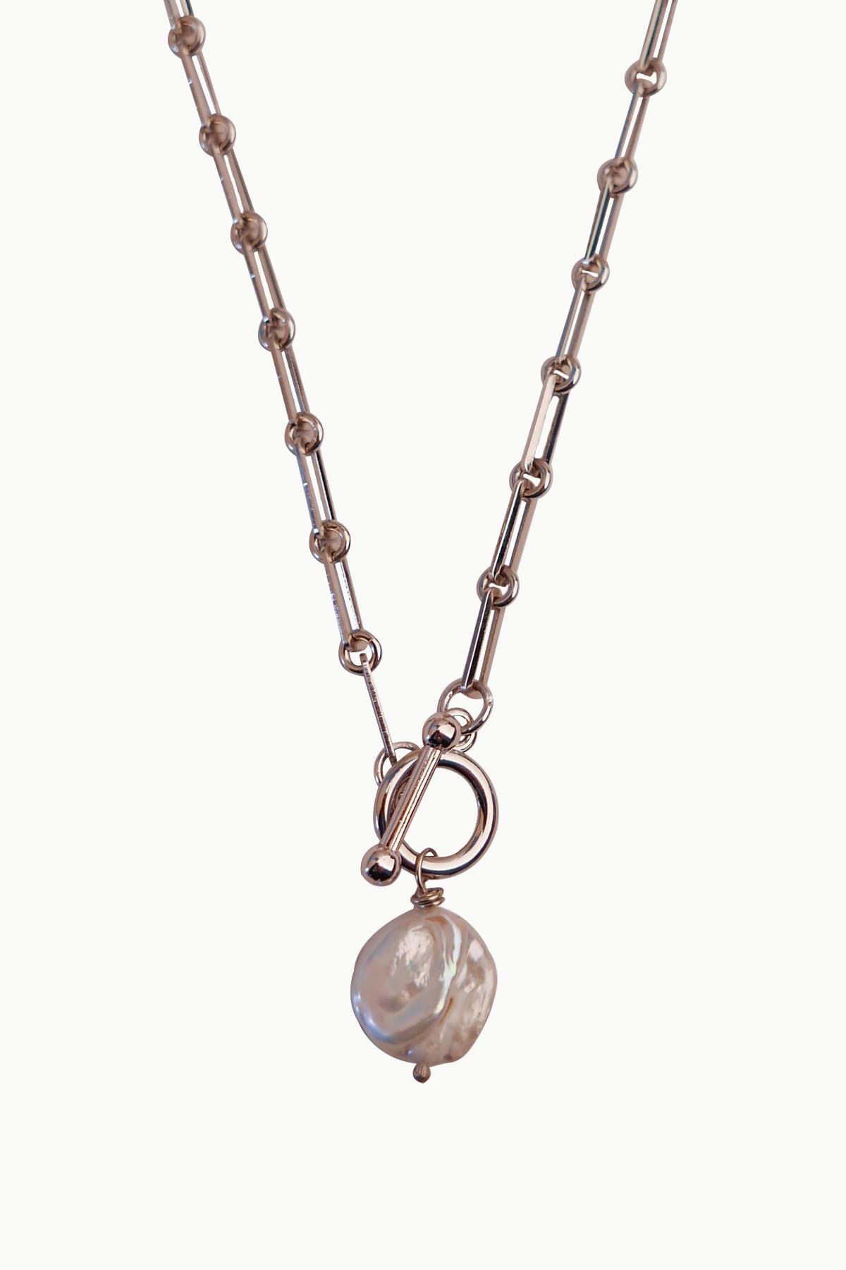 Baroque Pearl Necklace Silver Plated