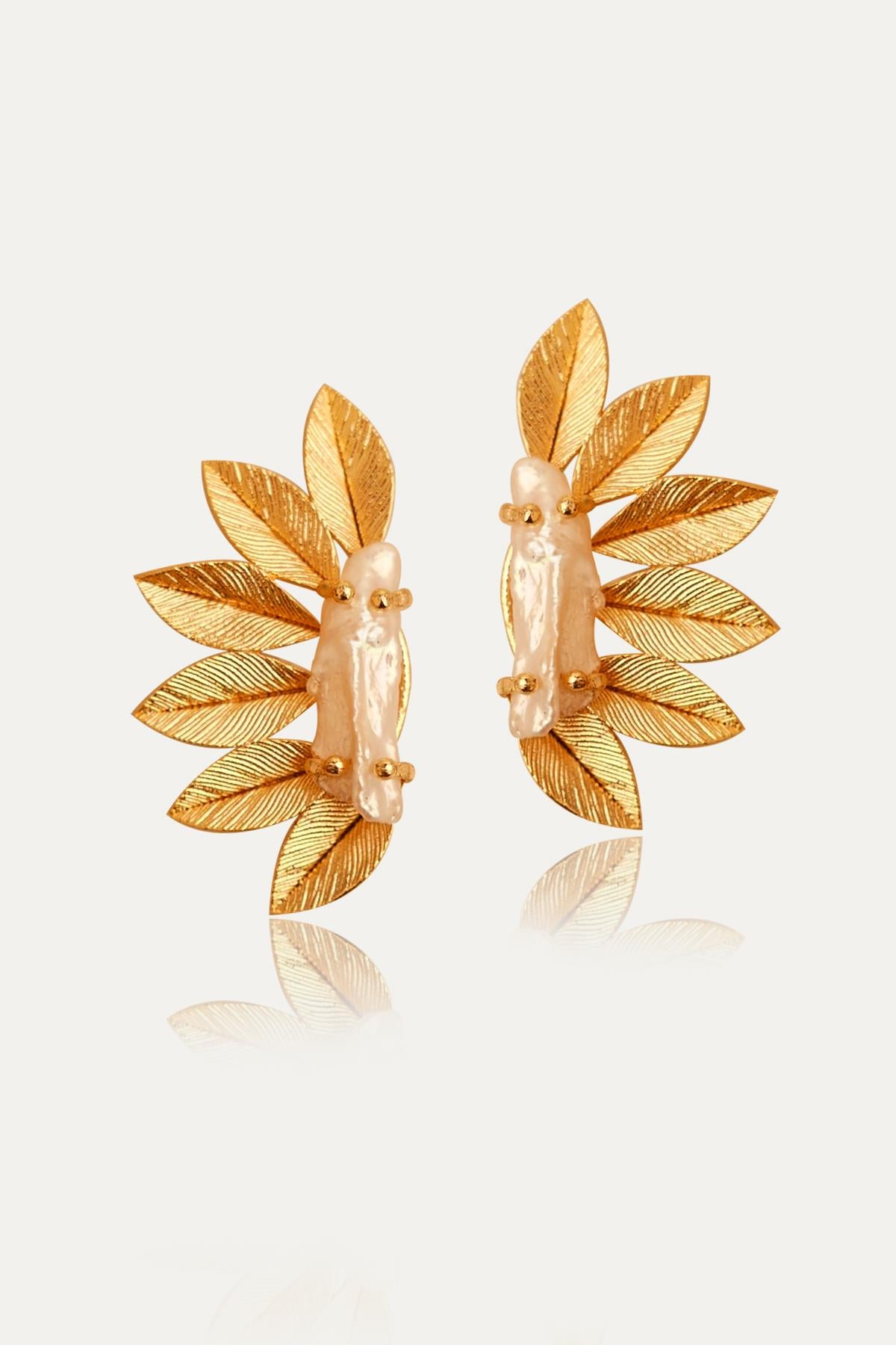 Baroque Pearl Leaf Earrings