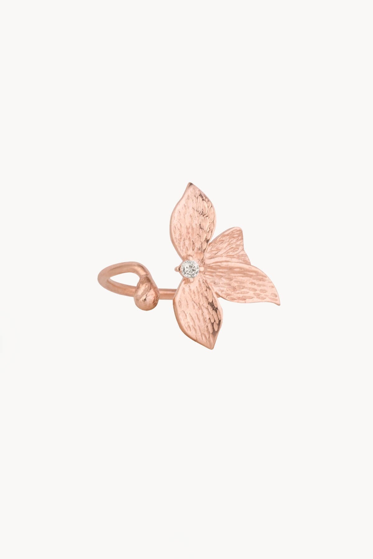Leaf Zircon Ring Gold Plated