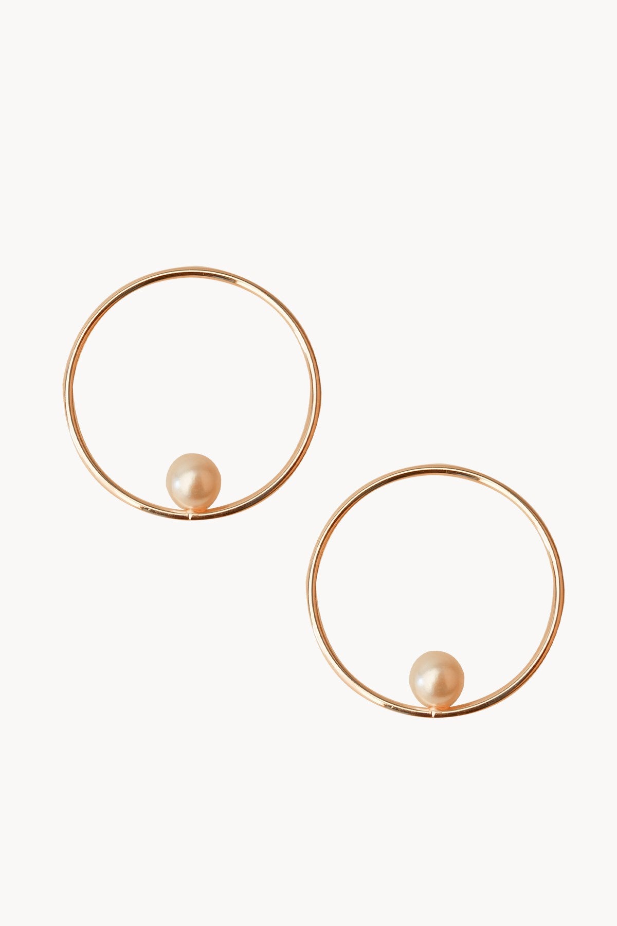 Big Circle Pearl Earrings Gold Plated