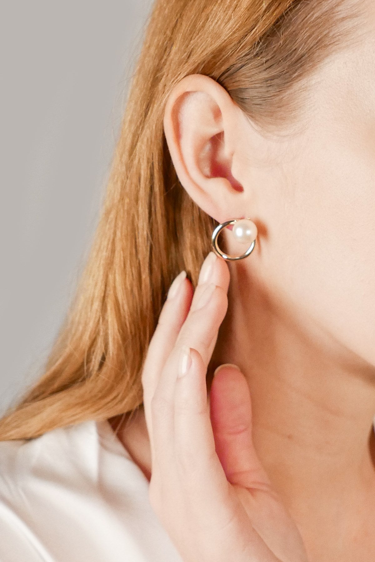 Circle Pearl Earrings Gold Plated