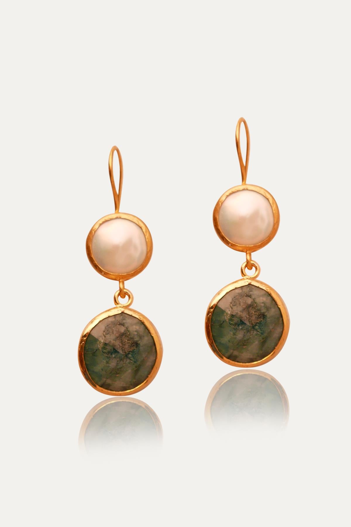 Natural Pearl Emerald Earrings