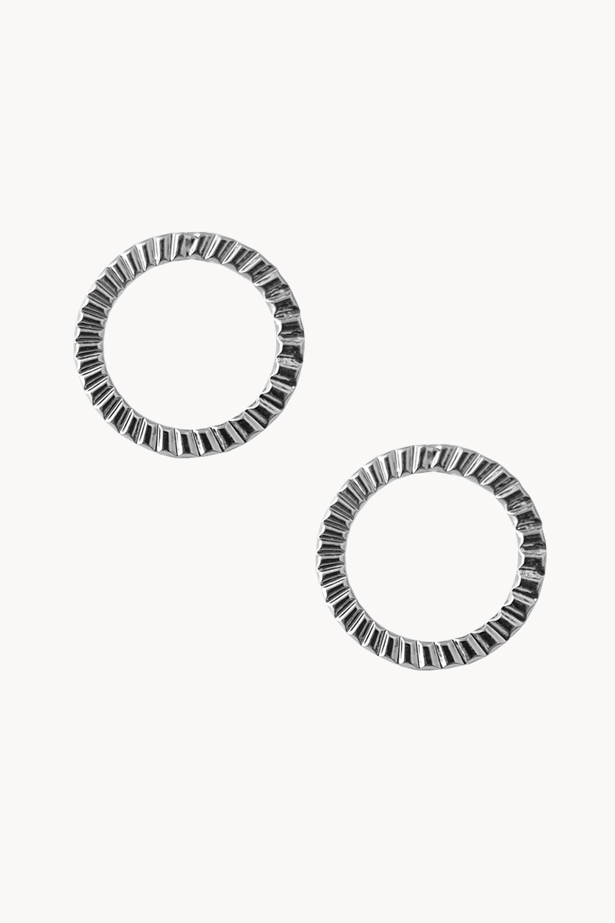 Textured Circle Earrings Silver Plated