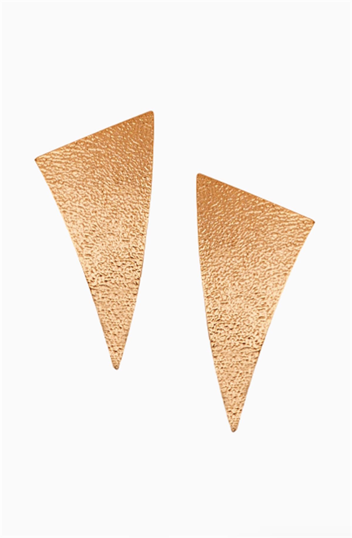 Textured Triangle Earrings Gold Plated