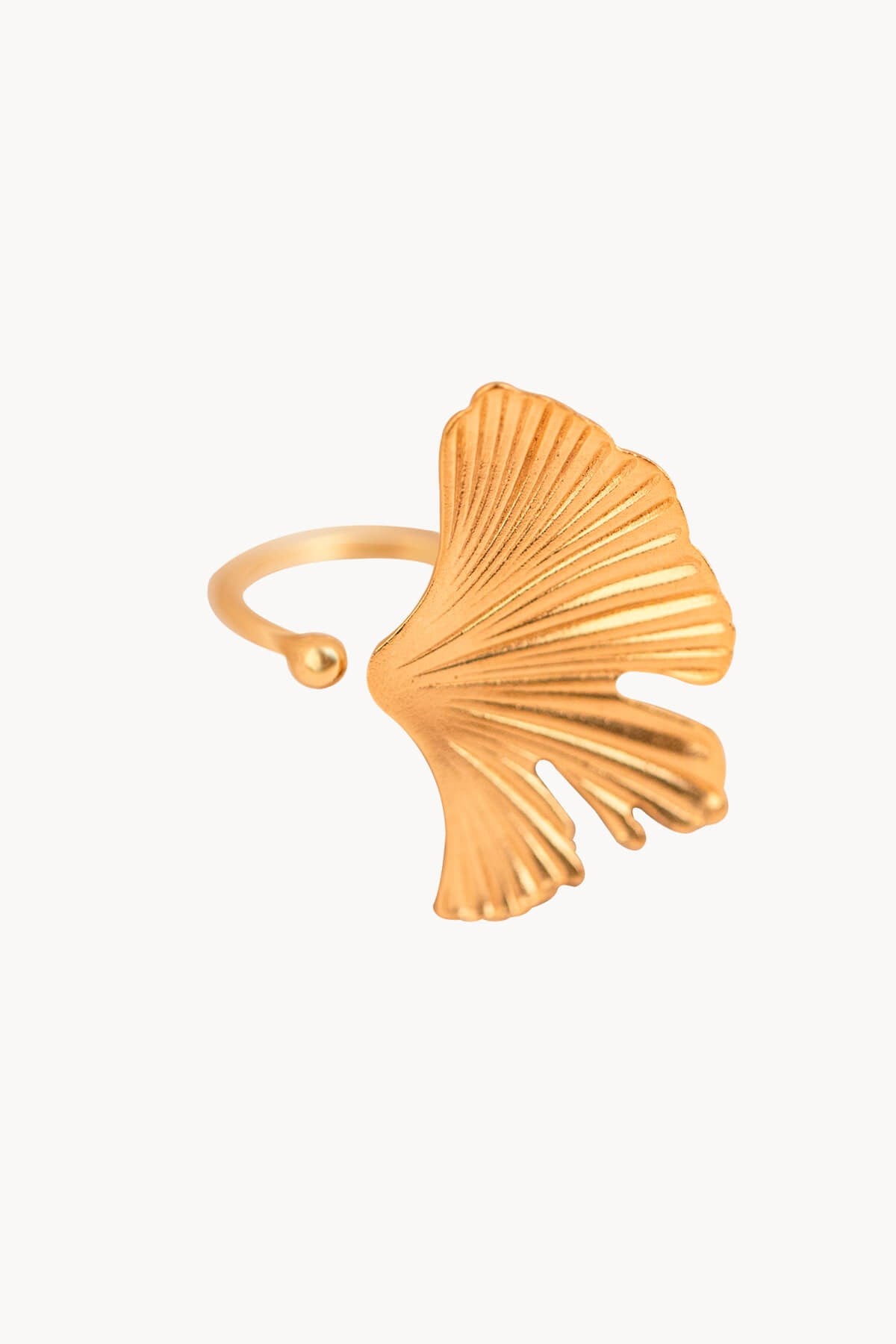 Ginkgo Biloba Leaf Ring Small Gold Plated