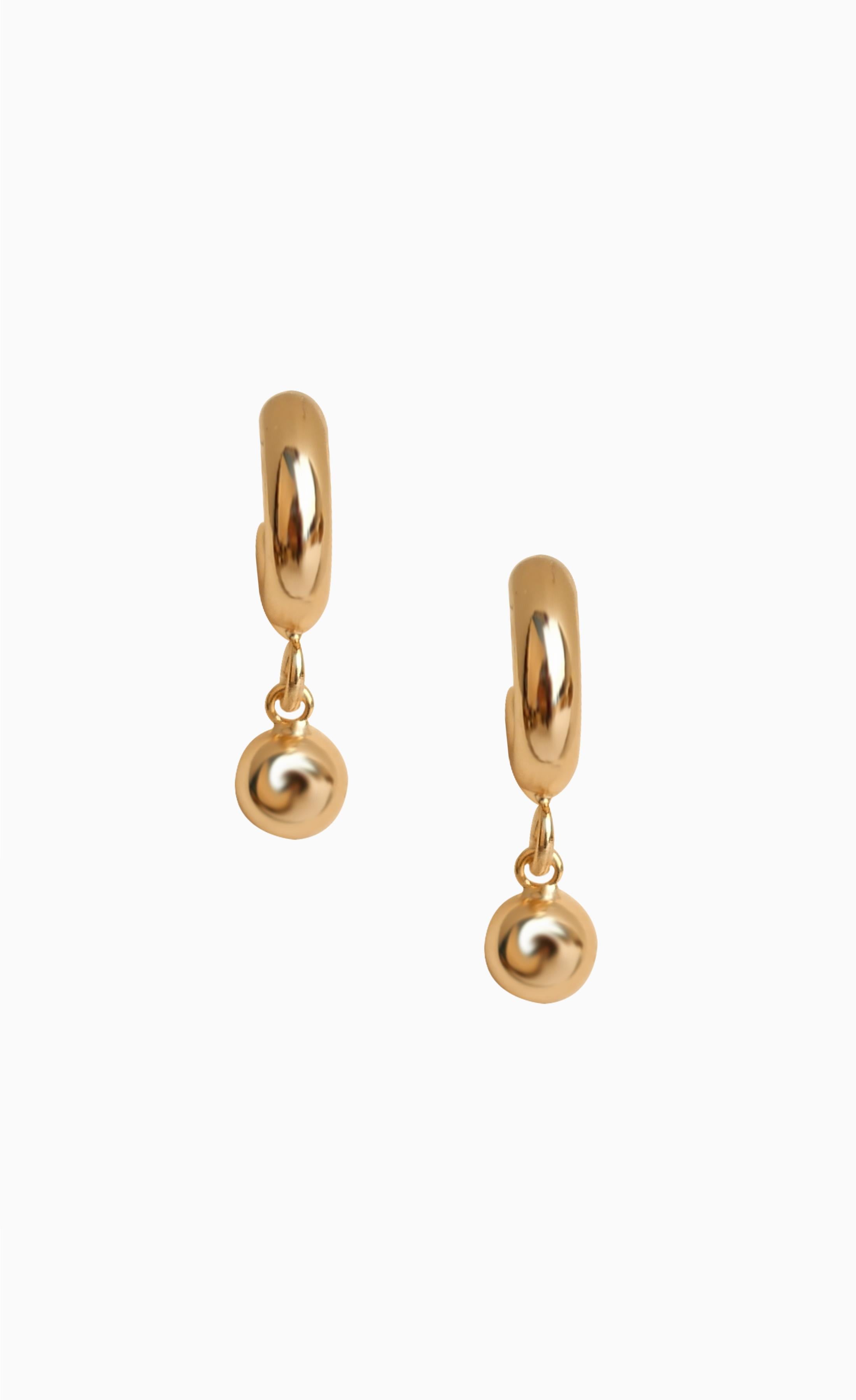 Hoop Ball Earrings Gold Plated