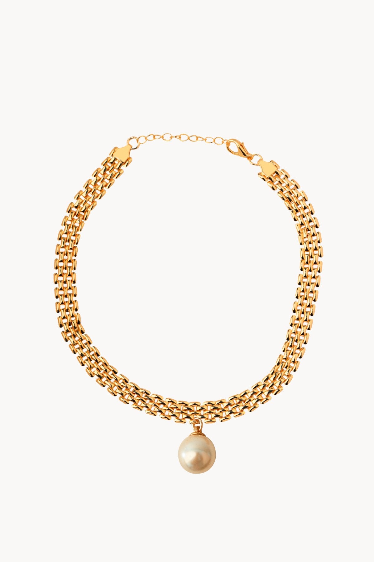 Pearl Choker Necklace Gold Plated