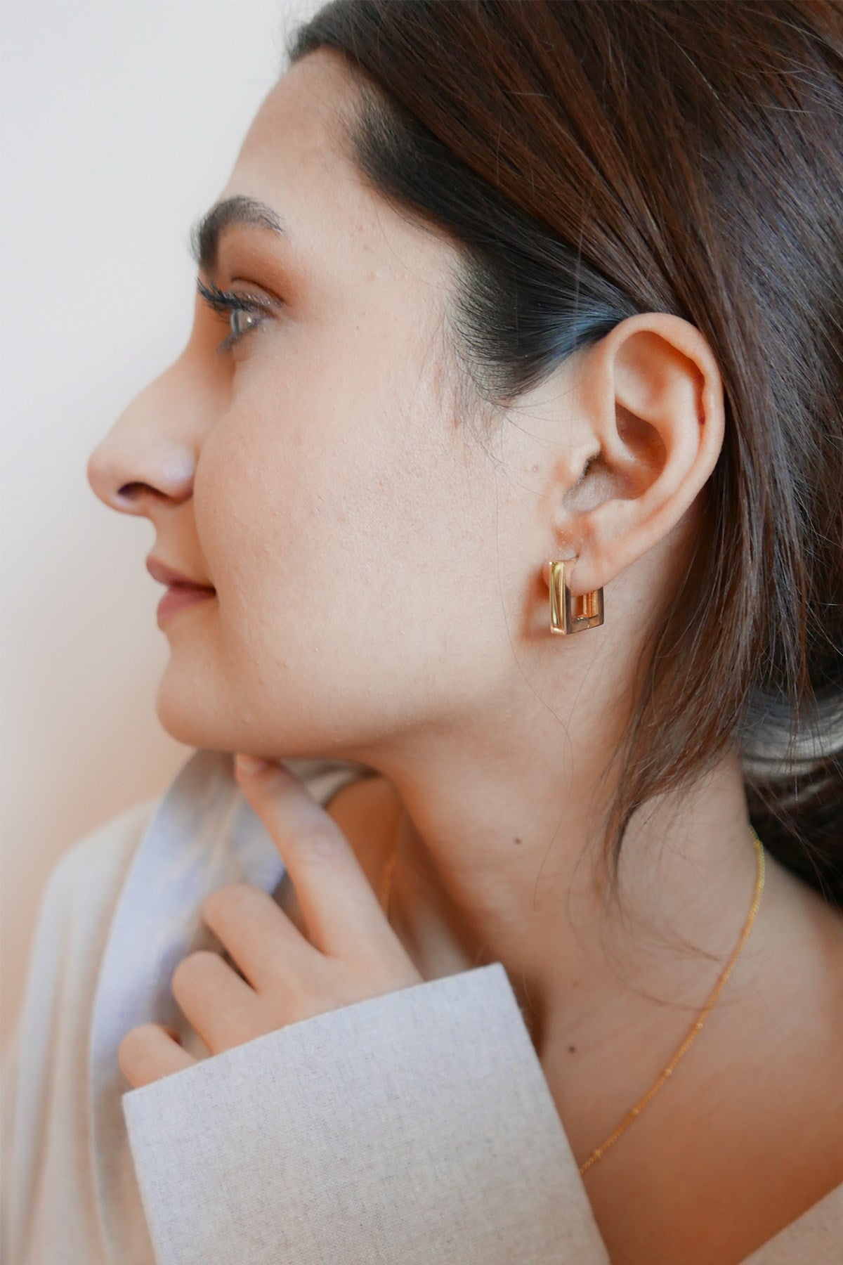 Square Earrings Gold Plated