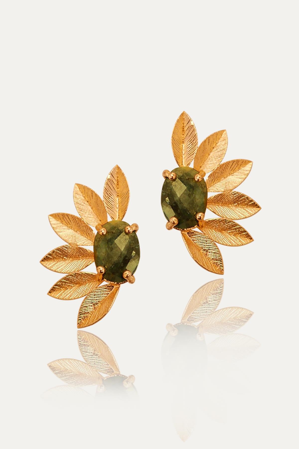 Root Emerald Leaf Earrings