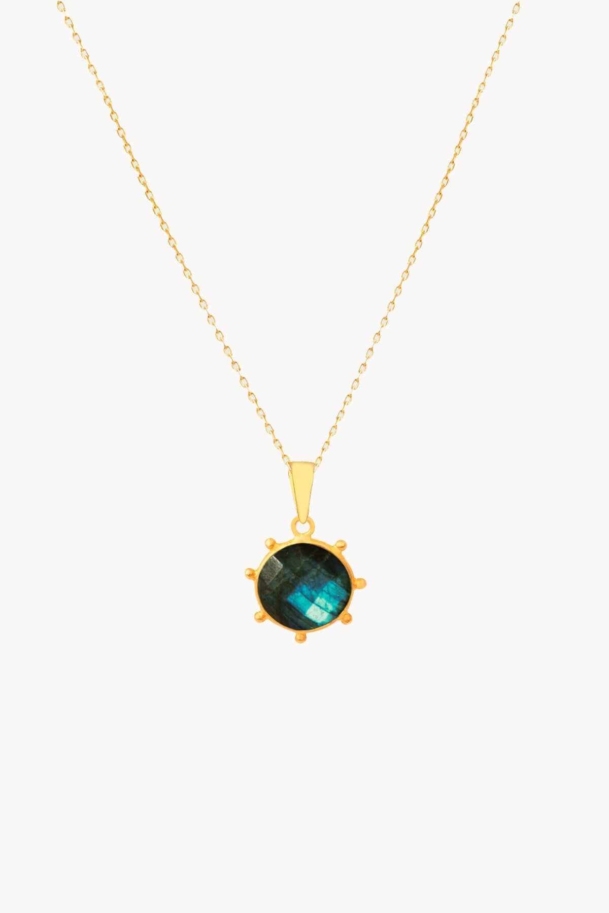 Natural Labradorite Stone Necklace 925 Sterling Silver Gold Plated