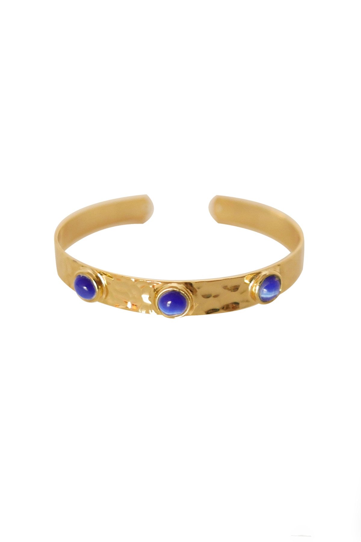 Navy Blue Cat Eye Bracelet Gold Plated