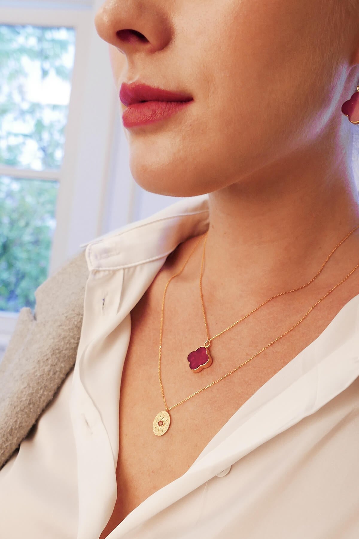 Pink Tourmaline Necklace Gold Plated