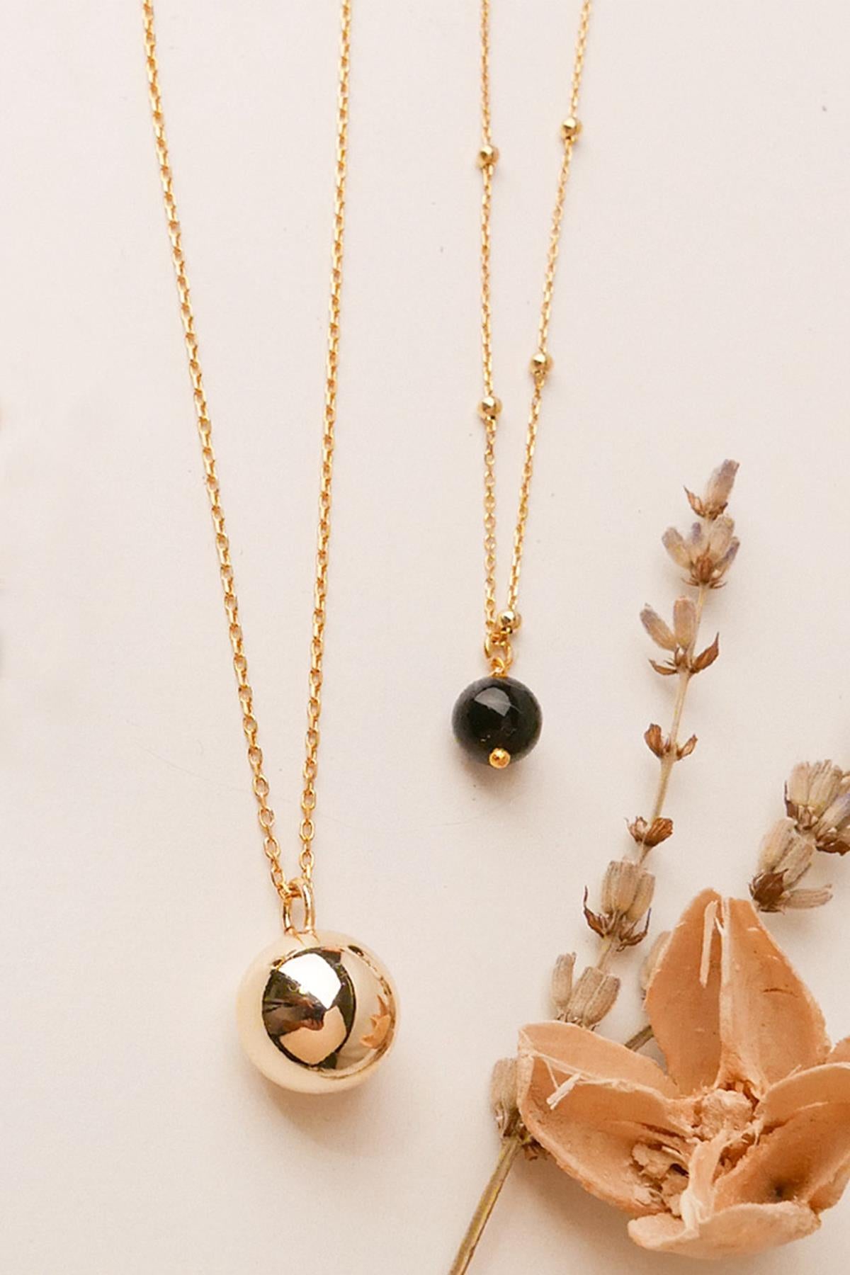 Onyx Necklace Set Gold Plated