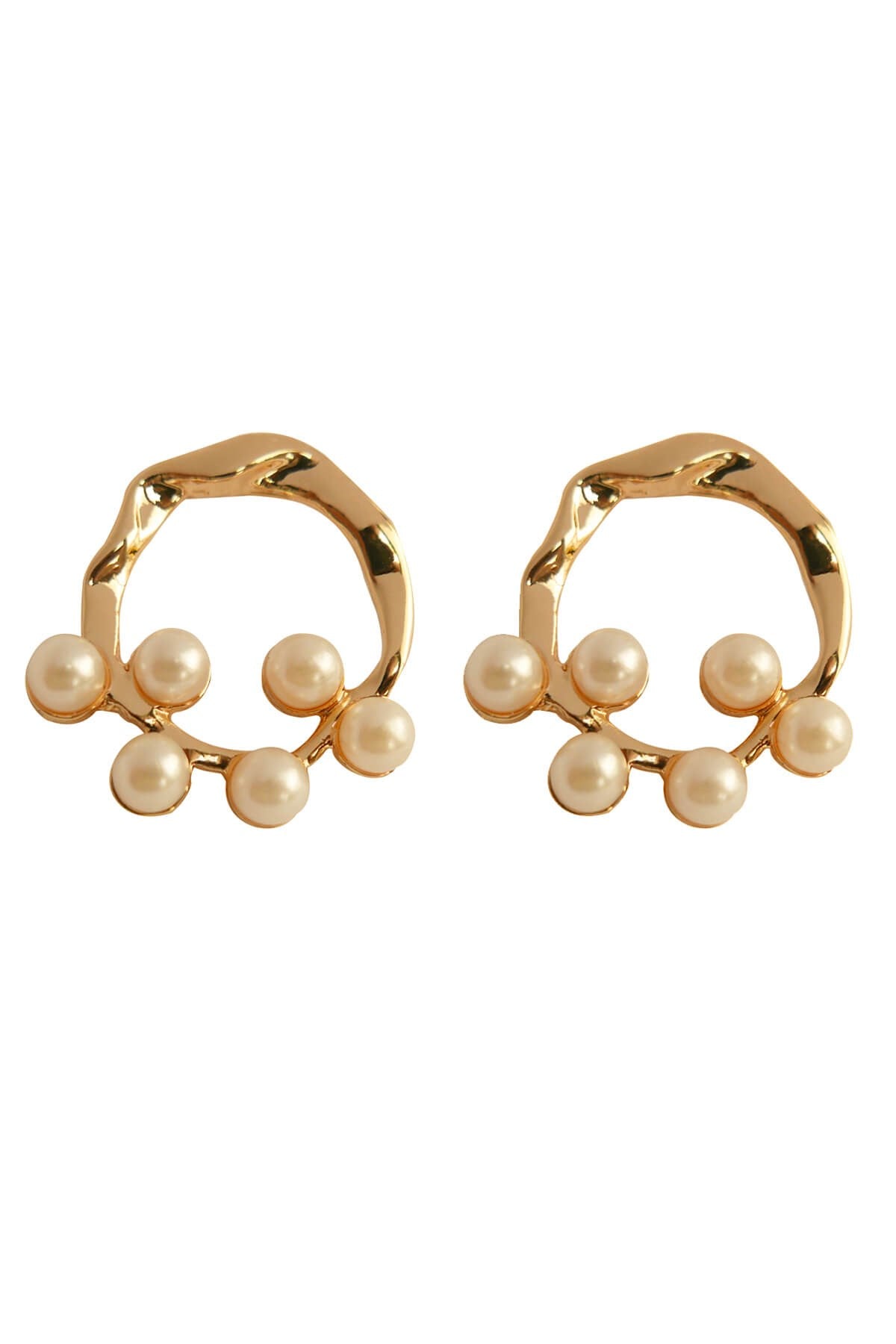 Organic Shaped Pearl Earrings Gold Plated