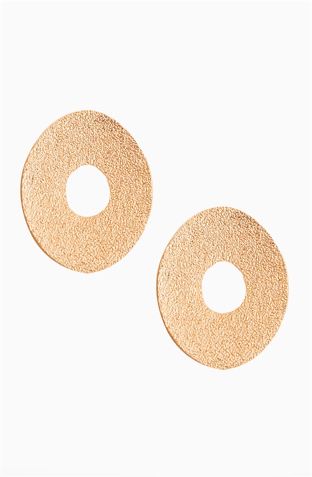 Oval Textured Matte Earrings Gold Plated