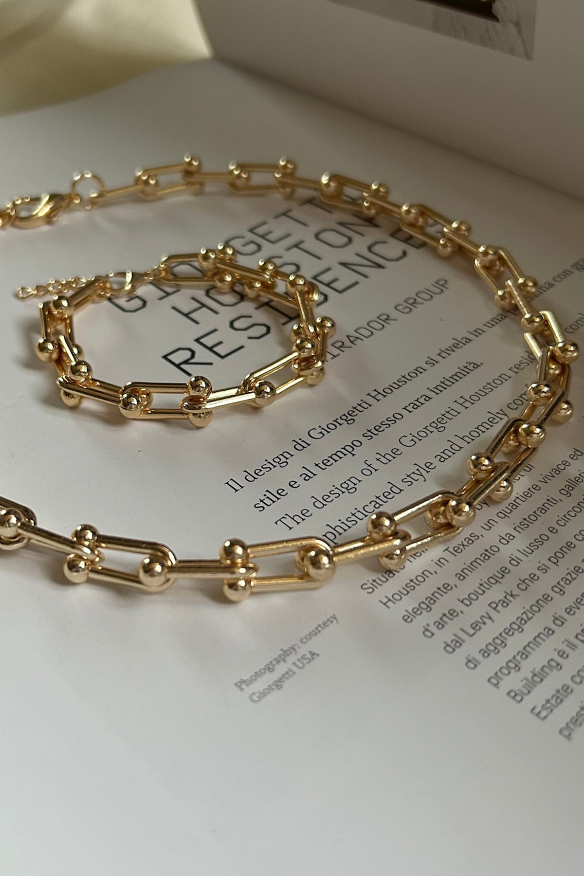 Oval Round Chain Bracelet Gold Plated