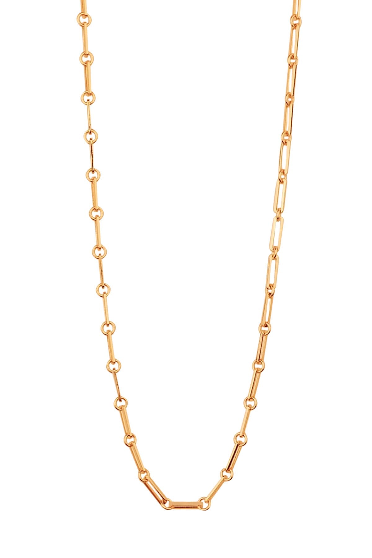 Oval Round Chain Necklace Gold Plated