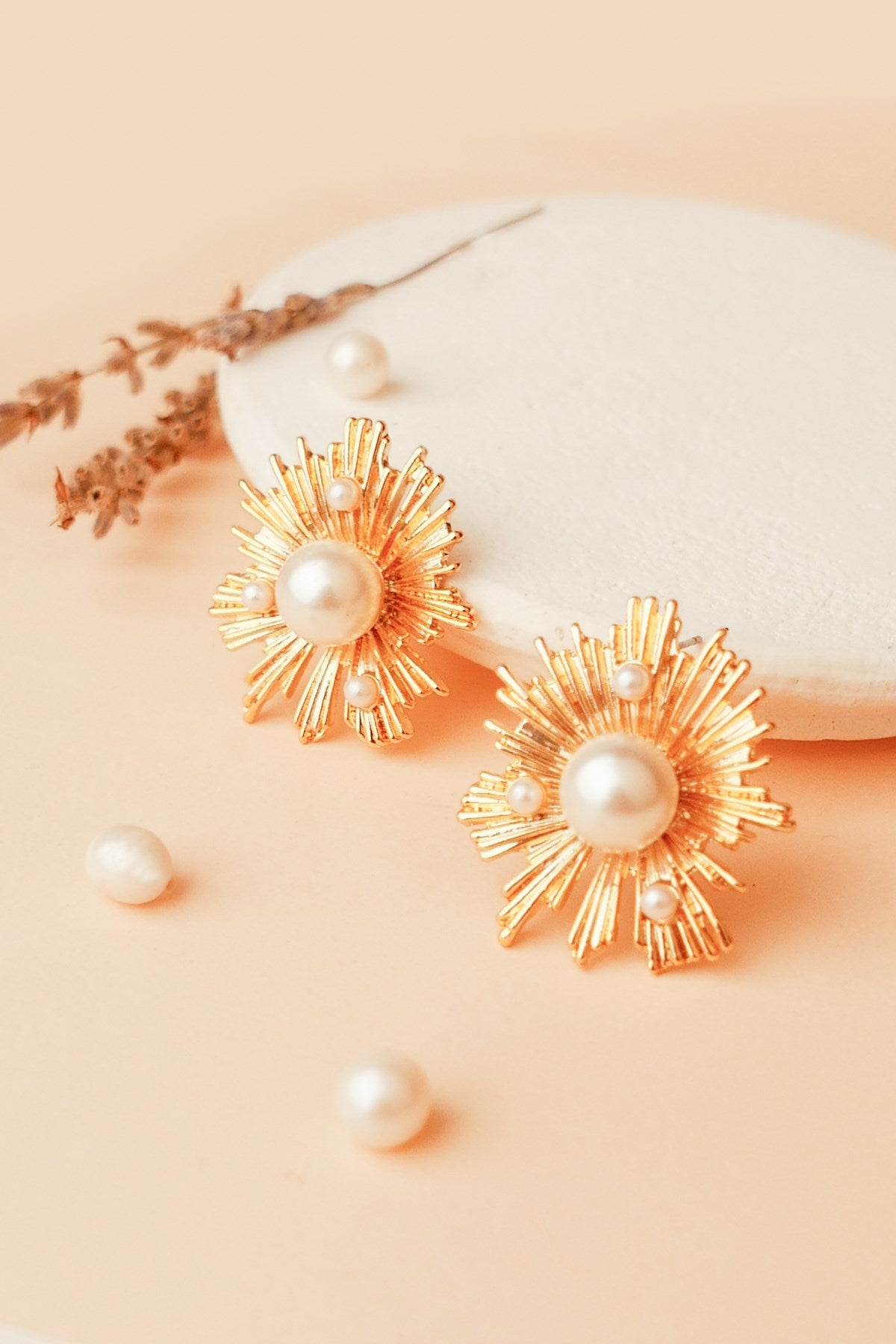 Star Pearl Earrings Gold Plated