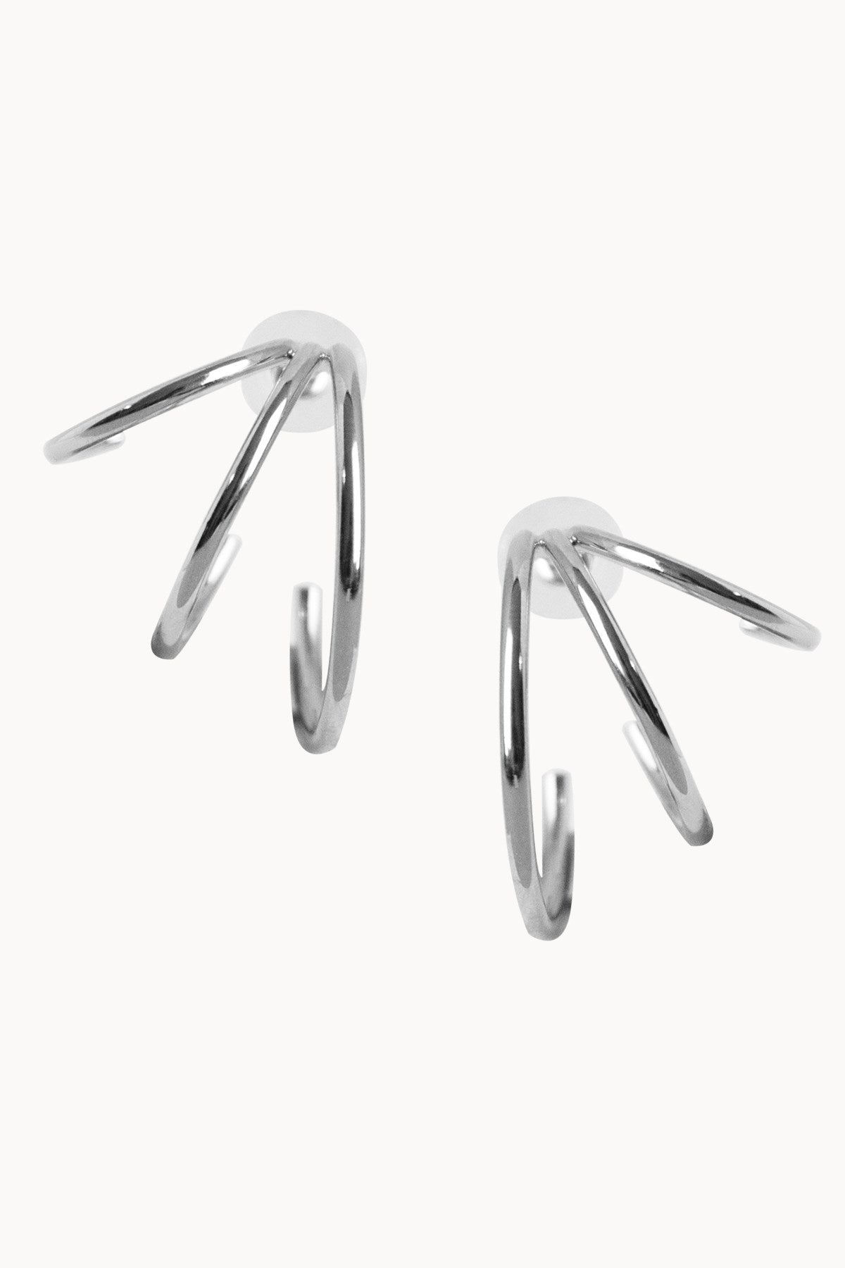 Triple Hoop Earrings Silver Plated