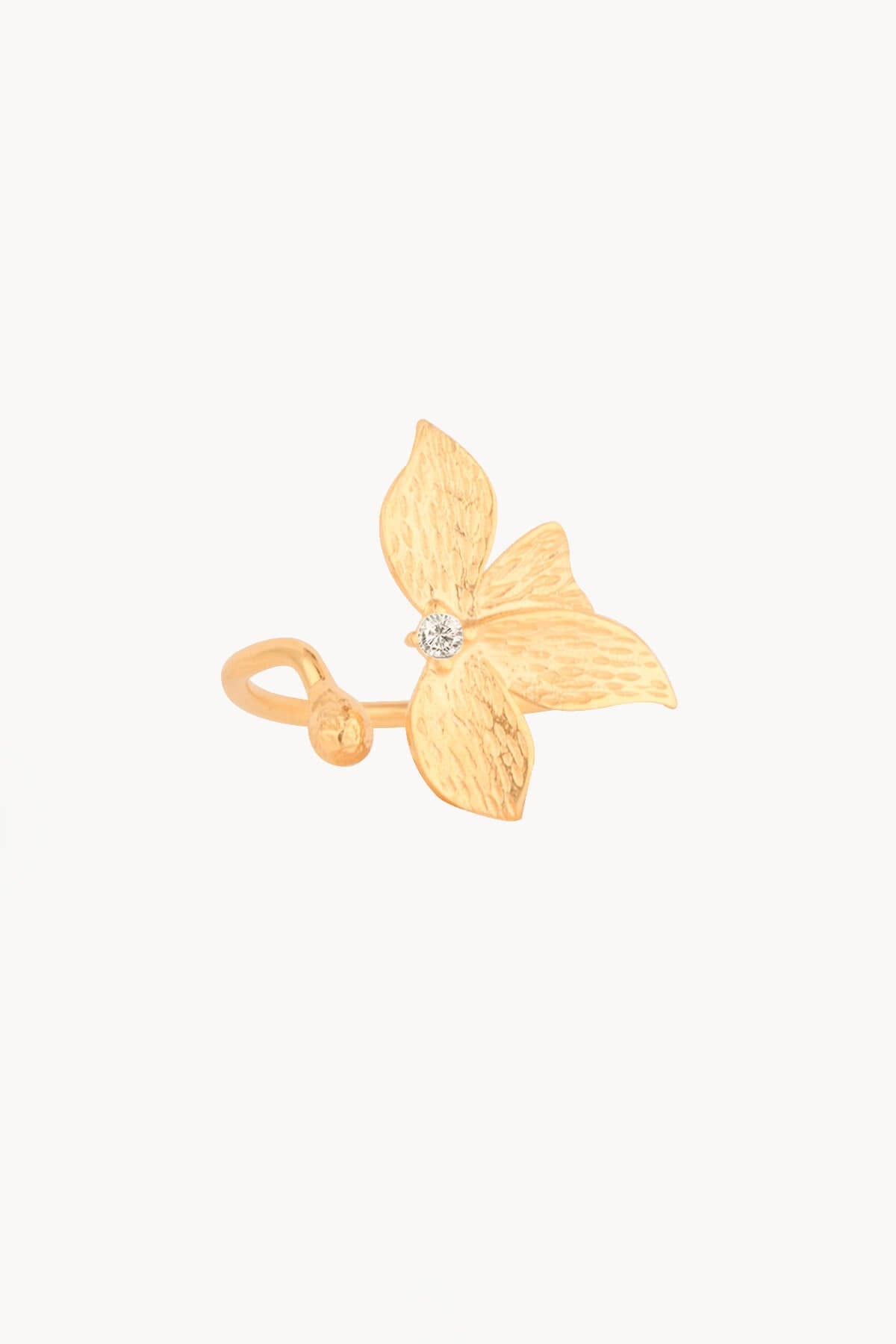 Leaf Zircon Ring Gold Plated