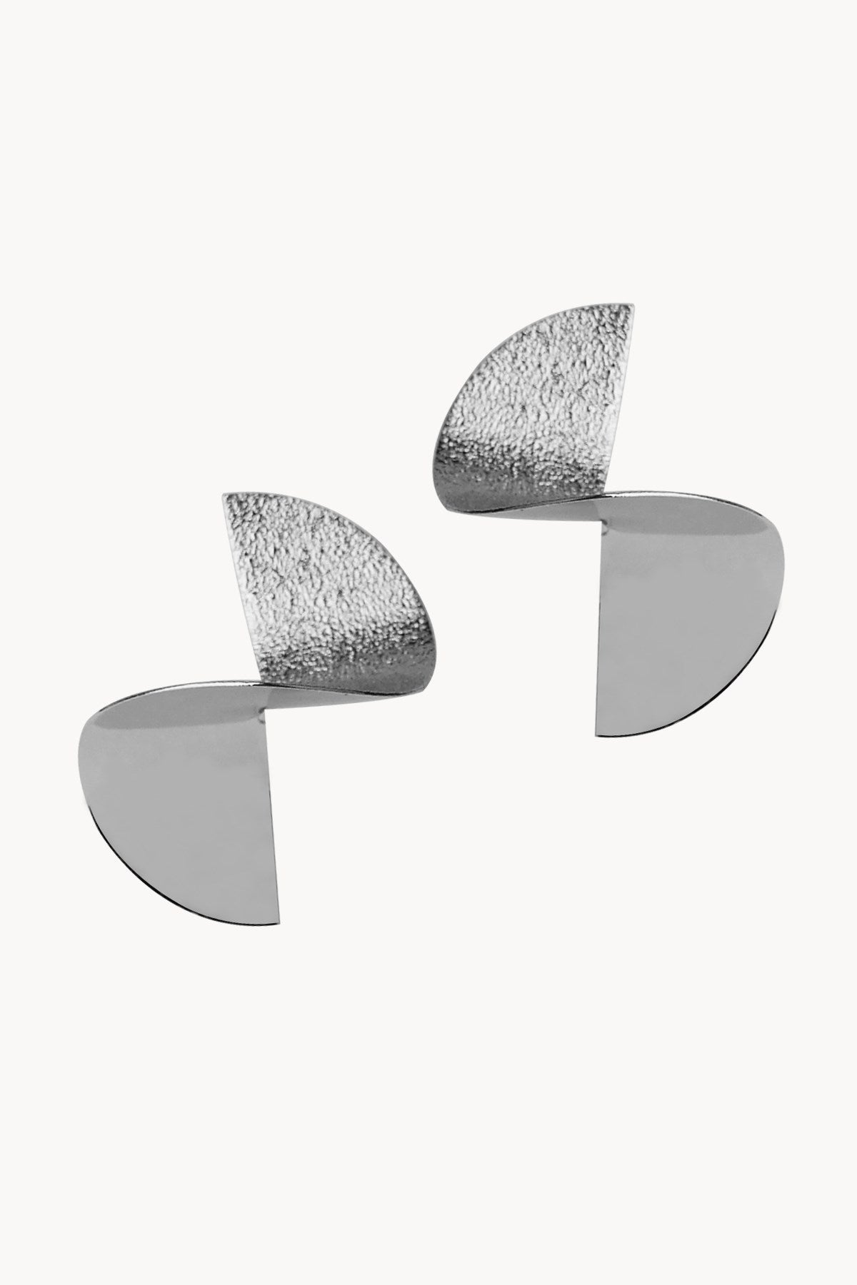 Half Circle Geometric Earrings Silver Plated