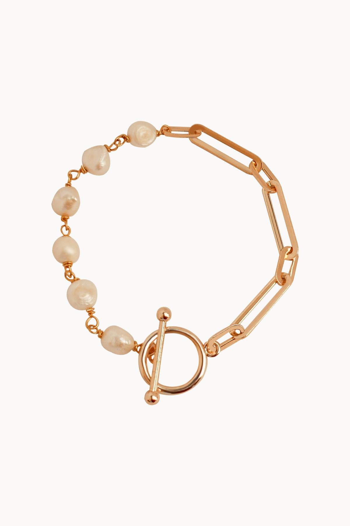 Chain Pearl Bracelet Gold Plated