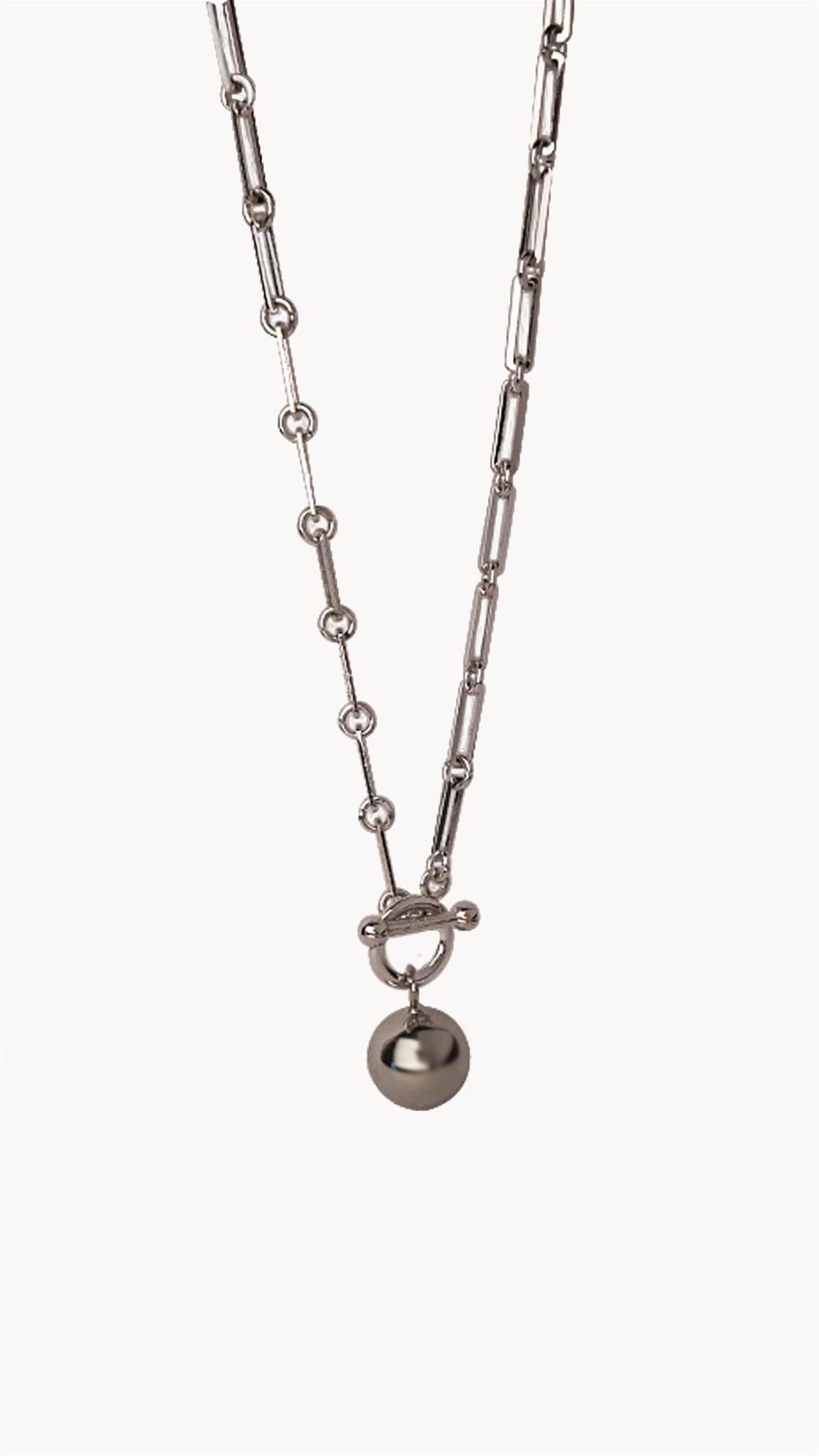 Chain Ball Necklace Silver